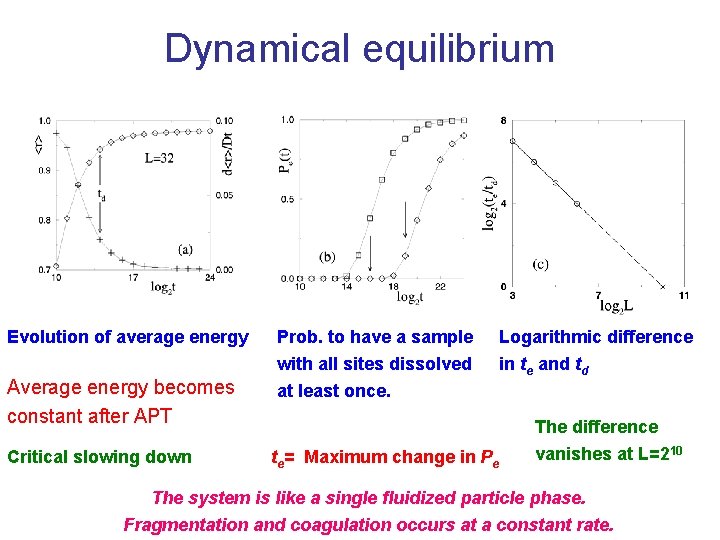 Dynamical equilibrium Evolution of average energy Average energy becomes constant after APT Critical slowing