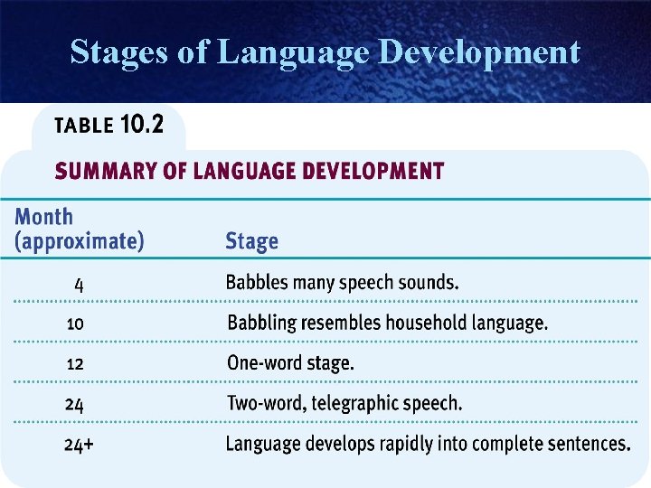 Stages of Language Development Stages of Language Development