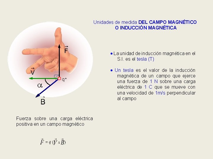 Unidades de medida DEL CAMPO MAGNÉTICO O INDUCCIÓN MAGNÉTICA La unidad de inducción magnética