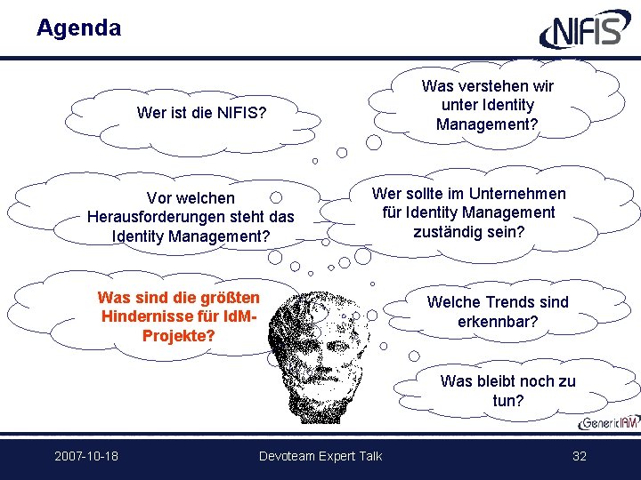 Agenda Was verstehen wir unter Identity Management? Wer ist die NIFIS? Vor welchen Herausforderungen