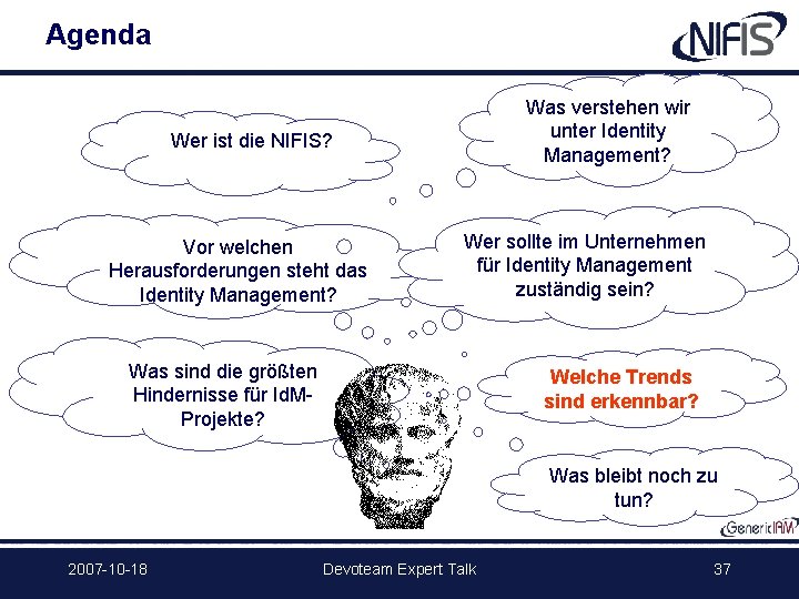 Agenda Was verstehen wir unter Identity Management? Wer ist die NIFIS? Vor welchen Herausforderungen