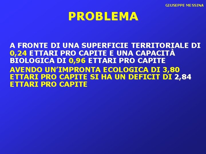 GIUSEPPE MESSINA PROBLEMA A FRONTE DI UNA SUPERFICIE TERRITORIALE DI 0, 24 ETTARI PRO