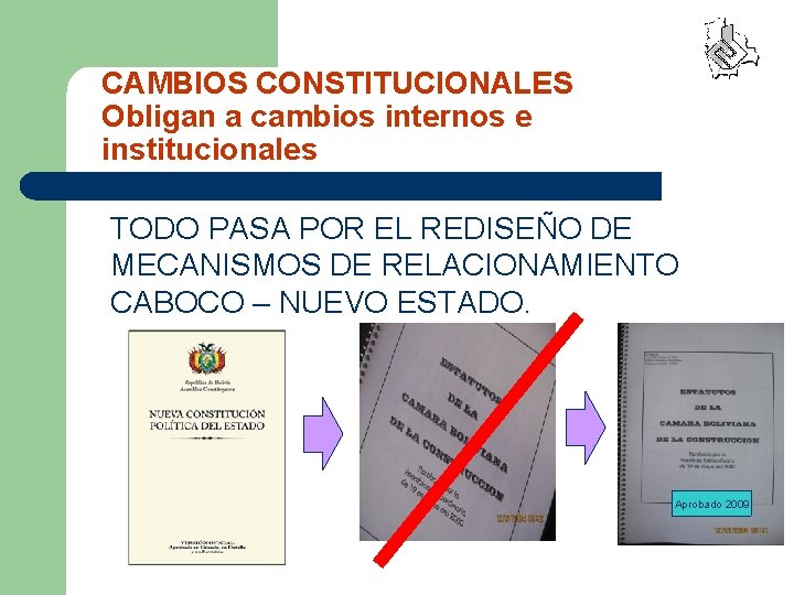 CAMBIOS CONSTITUCIONALES Obligan a cambios internos e institucionales TODO PASA POR EL REDISEÑO DE