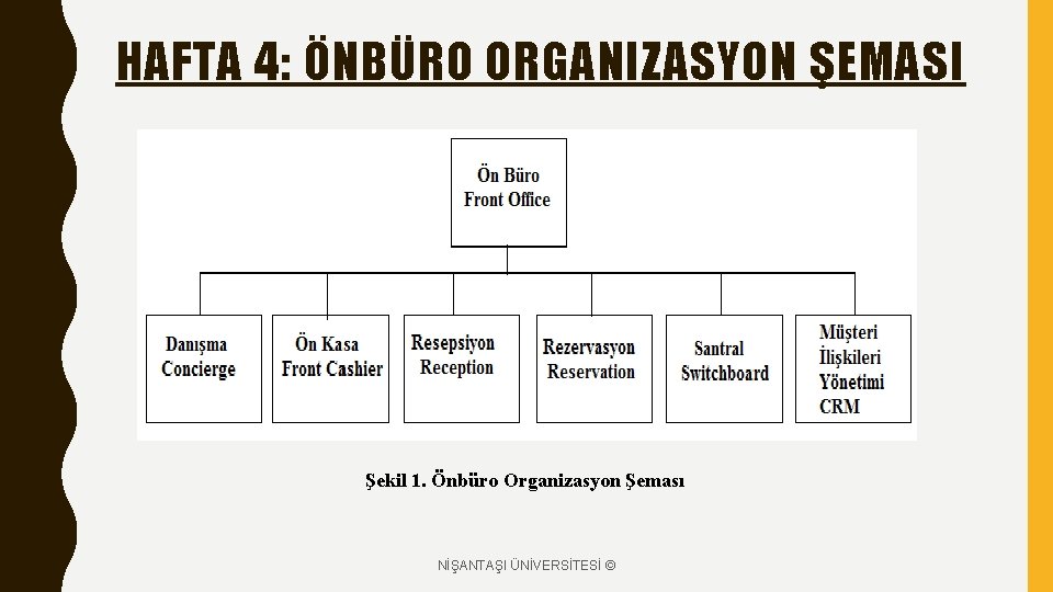 HAFTA 4: ÖNBÜRO ORGANIZASYON ŞEMASI Şekil 1. Önbüro Organizasyon Şeması NİŞANTAŞI ÜNİVERSİTESİ © 