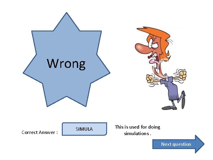 Wrong Correct Answer : SIMULA This is used for doing simulations. Next question Wrong Correct Answer : SIMULA This is used for doing simulations. Next question