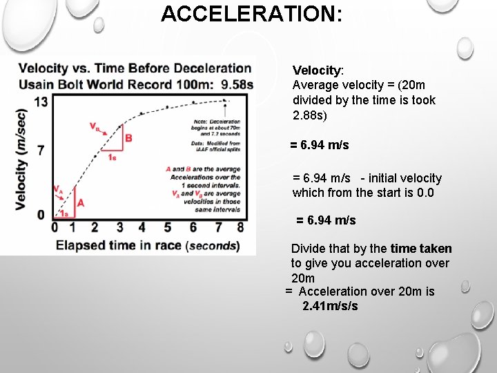 ACCELERATION: Acceleration: Is the rate of change in velocity and can be calculated using