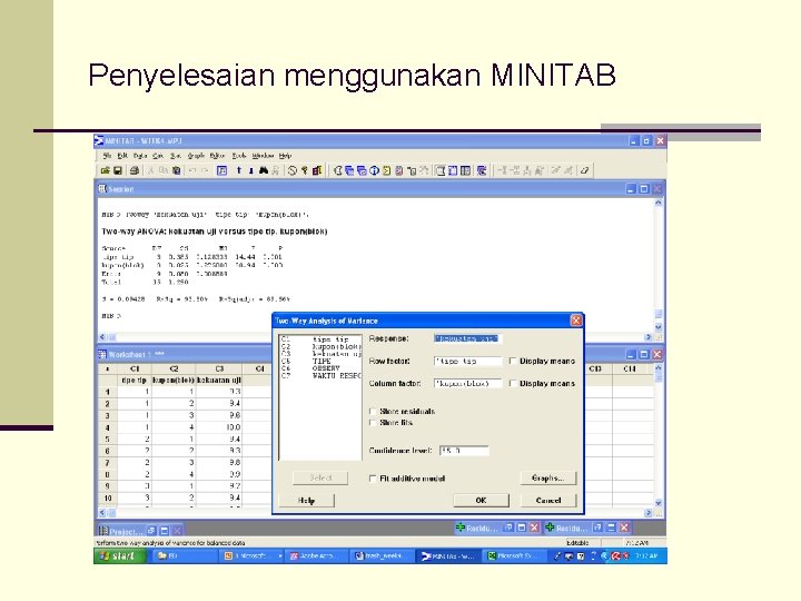 Penyelesaian menggunakan MINITAB 