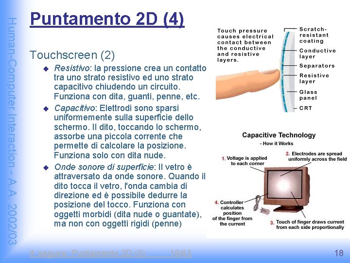 Human-Computer Interaction - A. A. 2002/03 Puntamento 2 D (4) Touchscreen (2) u u