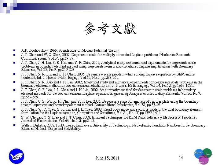 參考文獻 n n n n n A. P. Doohovskoy, 1966, Foundations of Modern Potential