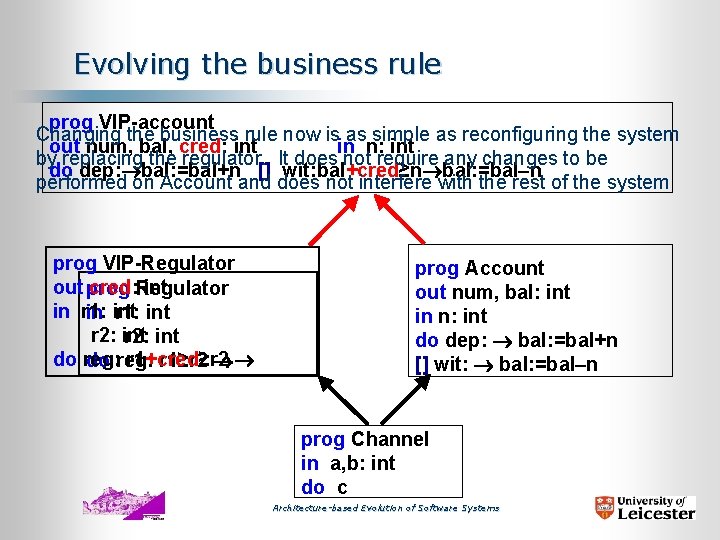 Evolving the business rule prog VIP-account Changing the business rule now is as simple