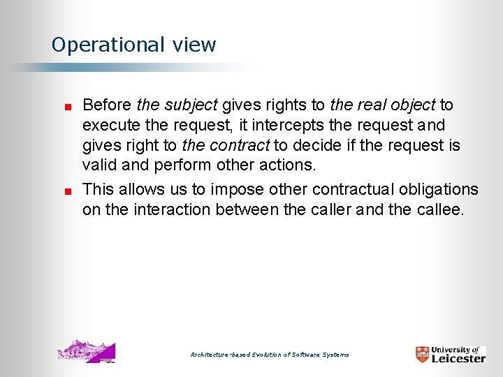 Operational view Before the subject gives rights to the real object to execute the