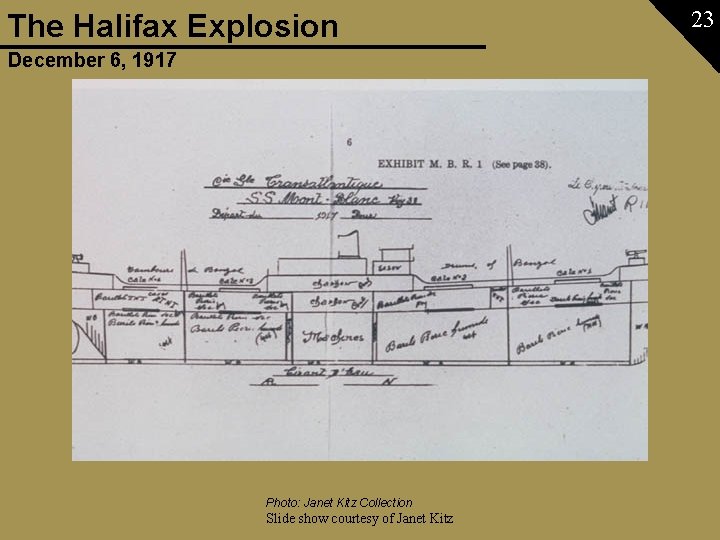 The Halifax Explosion December 6, 1917 Photo: Janet Kitz Collection Slide show courtesy of
