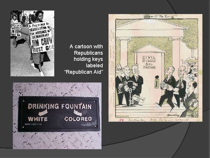 A cartoon with Republicans holding keys labeled “Republican Aid” 