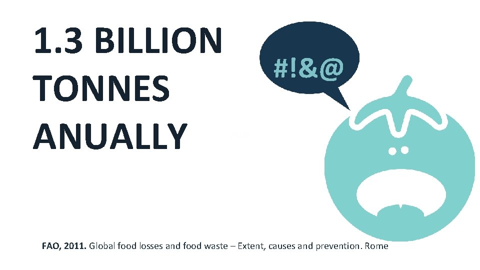 1. 3 BILLION TONNES ANUALLY #!&@ FAO, 2011. Global food losses and food waste
