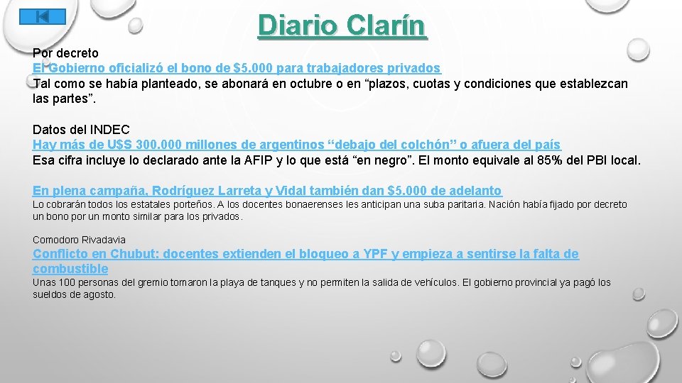 Diario Clarín Por decreto El Gobierno oficializó el bono de $5. 000 para trabajadores