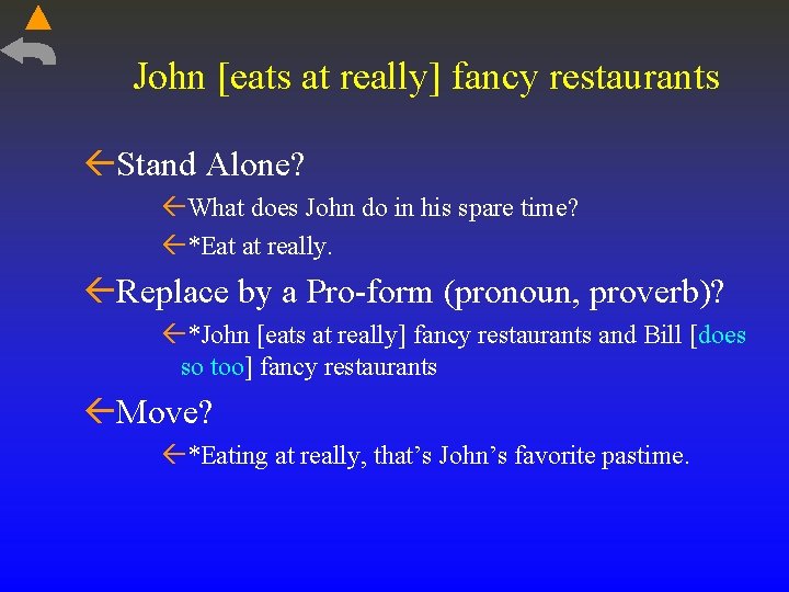 John [eats at really] fancy restaurants Stand Alone? What does John do in his