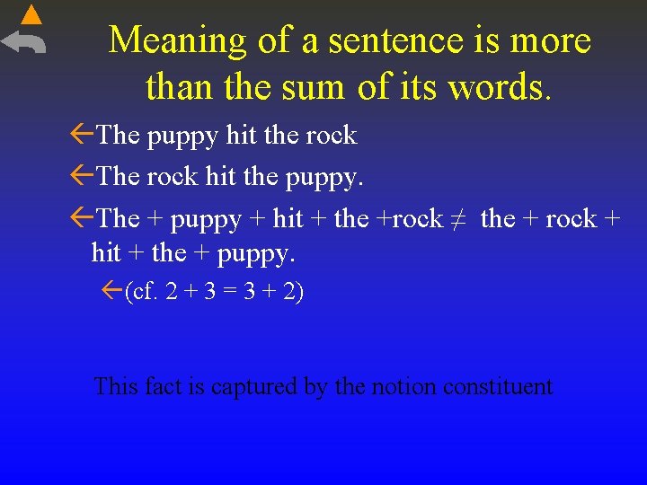 Meaning of a sentence is more than the sum of its words. The puppy