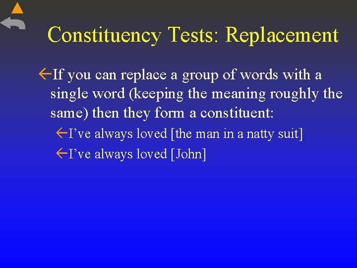 Constituency Tests: Replacement If you can replace a group of words with a single