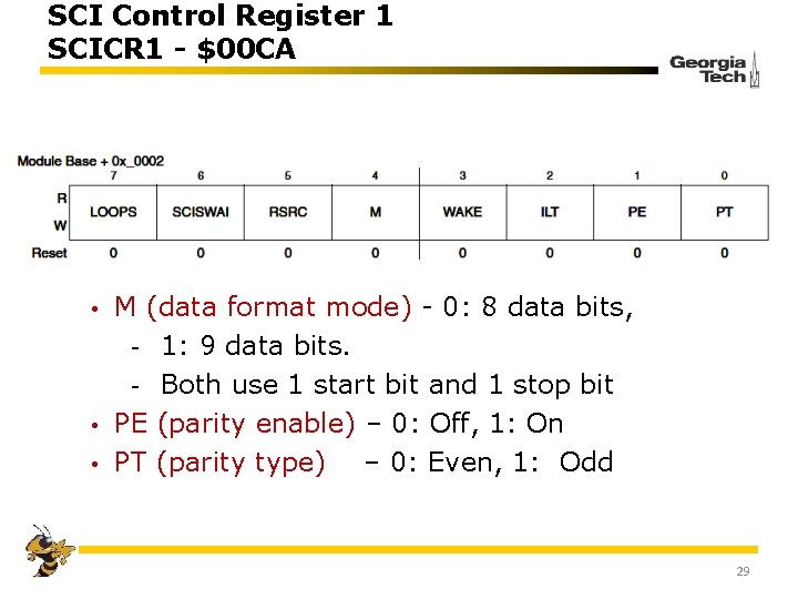 SCI Control Register 1 SCICR 1 - $00 CA • • • M (data