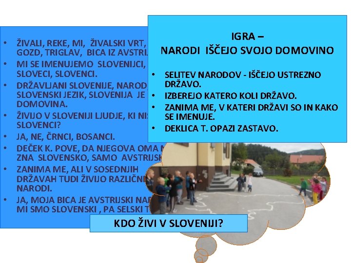 IGRA – • ŽIVALI, REKE, MI, ŽIVALSKI VRT, GOZD, TRIGLAV, BICA IZ AVSTRIJE. NARODI