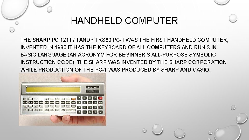 HANDHELD COMPUTER THE SHARP PC 1211 / TANDY TRS 80 PC-1 WAS THE FIRST