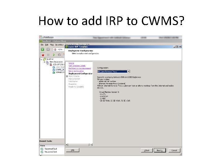 How to add IRP to CWMS? 