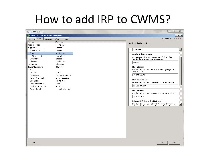 How to add IRP to CWMS? 