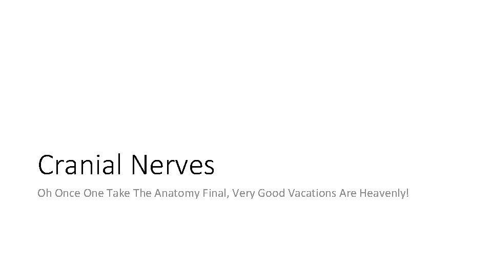 Cranial Nerves Oh Once One Take The Anatomy Final, Very Good Vacations Are Heavenly! Cranial Nerves Oh Once One Take The Anatomy Final, Very Good Vacations Are Heavenly!