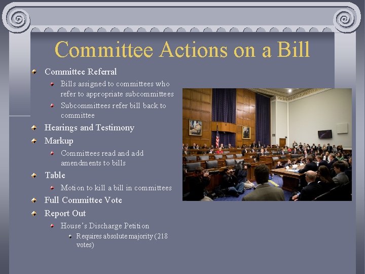Committee Actions on a Bill Committee Referral Bills assigned to committees who refer to