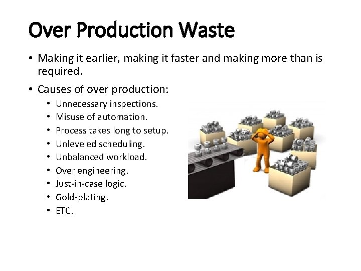 Over Production Waste • Making it earlier, making it faster and making more than