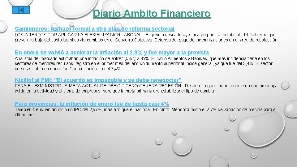 Diario Ambito Financiero Camioneros: rechazo formal a otro plan de reforma sectorial LOS INTENTOS