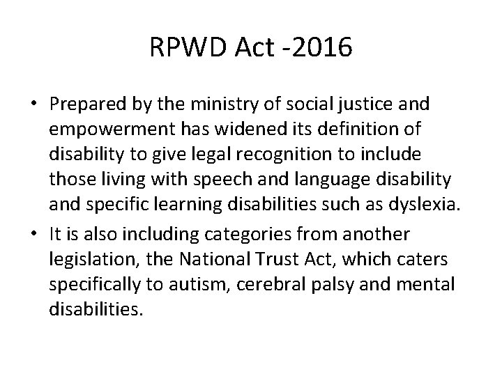 RPWD Act -2016 • Prepared by the ministry of social justice and empowerment has