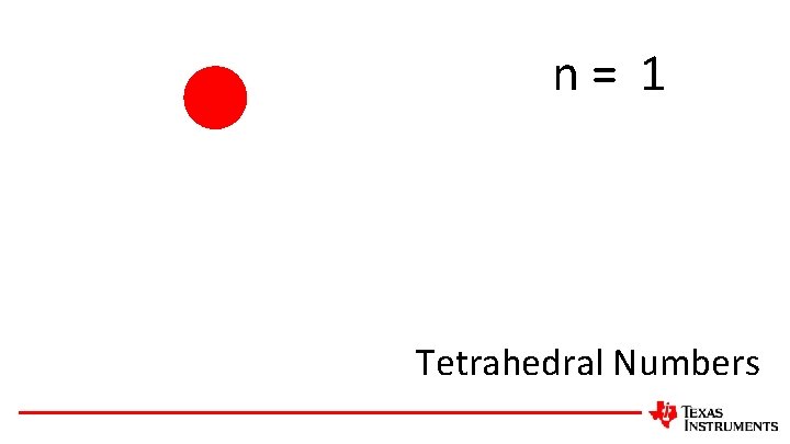 n= 1 Tetrahedral Numbers 