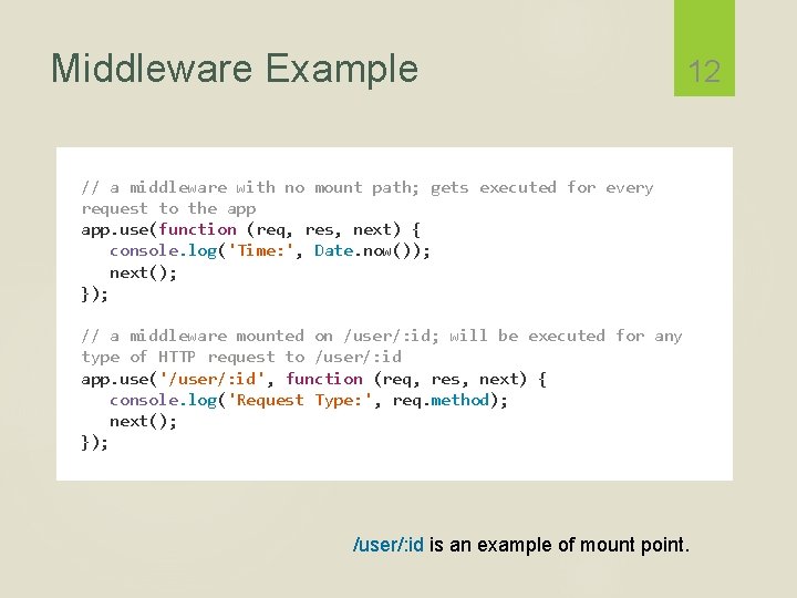 Middleware Example 12 // a middleware with no mount path; gets executed for every