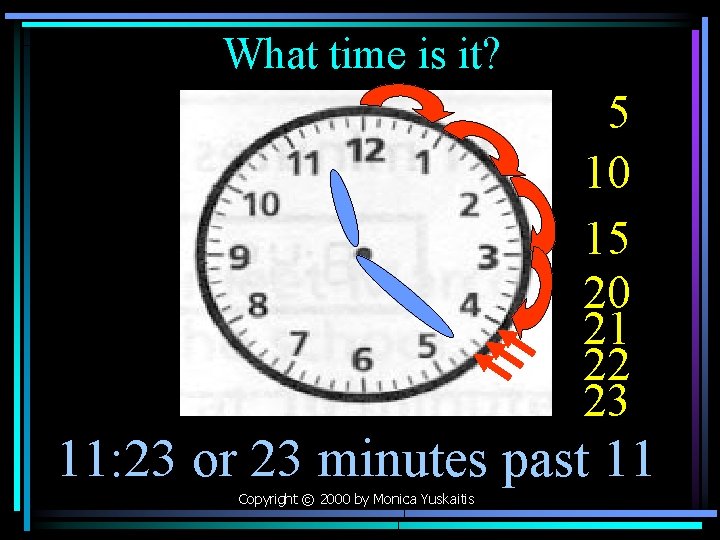 What time is it? 5 10 15 20 21 22 23 11: 23 or