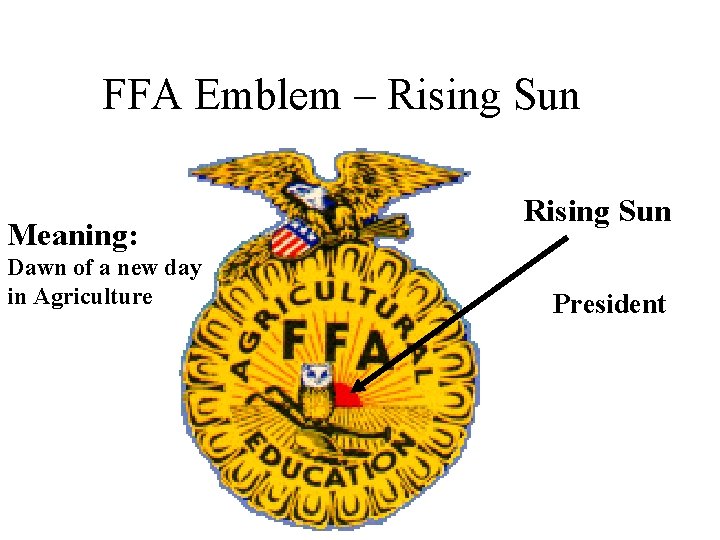 FFA Emblem – Rising Sun Meaning: Dawn of a new day in Agriculture Rising