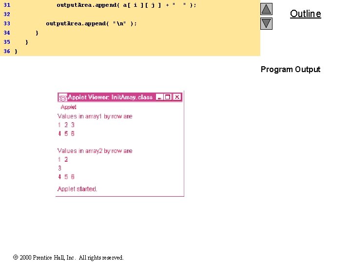 31 output. Area. append( a[ i ][ j ] + " 32 33 "