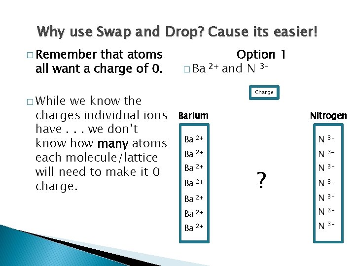 Why use Swap and Drop? Cause its easier! � Remember that atoms all want