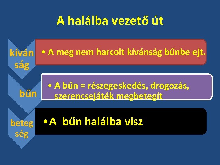 A halálba vezető út kíván • A meg nem harcolt kívánság bűnbe ejt. ság