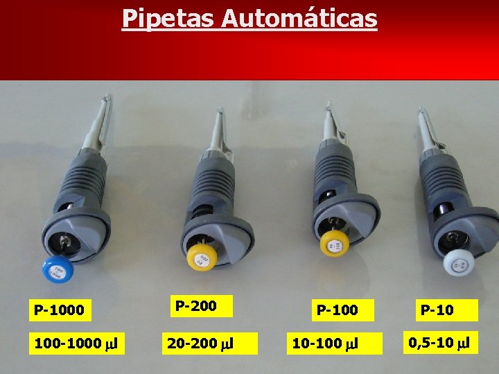 Pipetas Automáticas P-1000 100 -1000 l P-200 20 -200 l P-100 10 -100 l