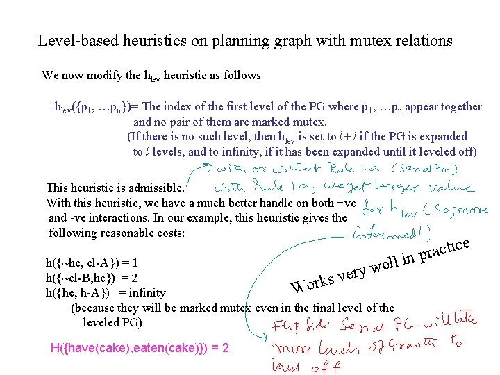 Level-based heuristics on planning graph with mutex relations We now modify the hlev heuristic Level-based heuristics on planning graph with mutex relations We now modify the hlev heuristic