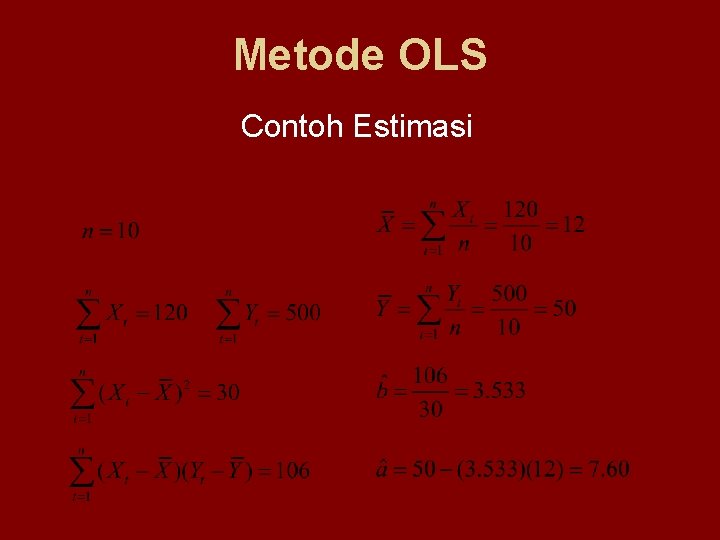 Metode OLS Contoh Estimasi 