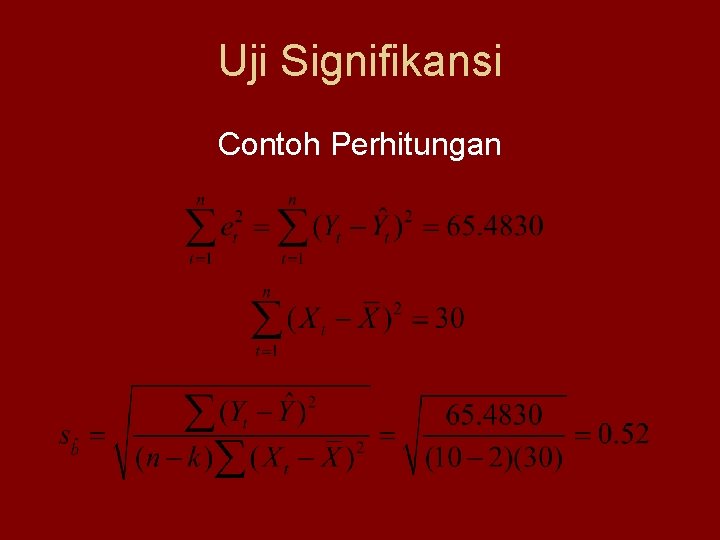 Uji Signifikansi Contoh Perhitungan 