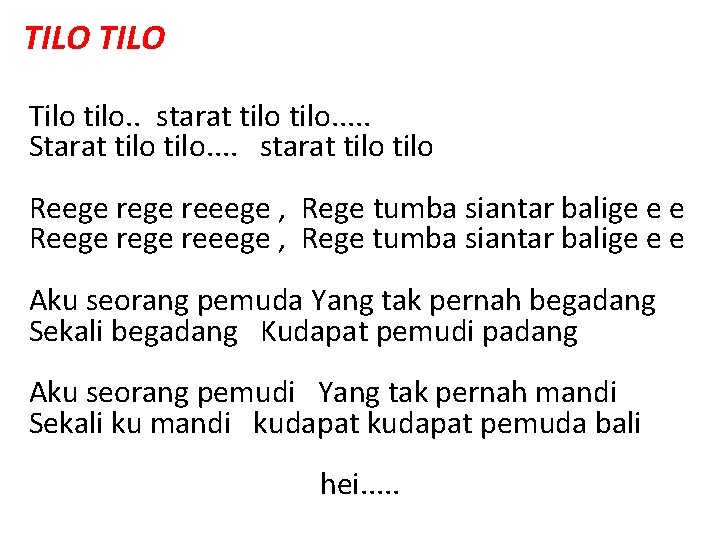 TILO Tilo tilo. . starat tilo. . . Starat tilo. . starat tilo Reege