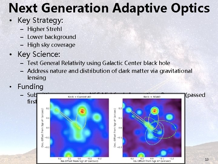 Next Generation Adaptive Optics • Key Strategy: – Higher Strehl – Lower background –