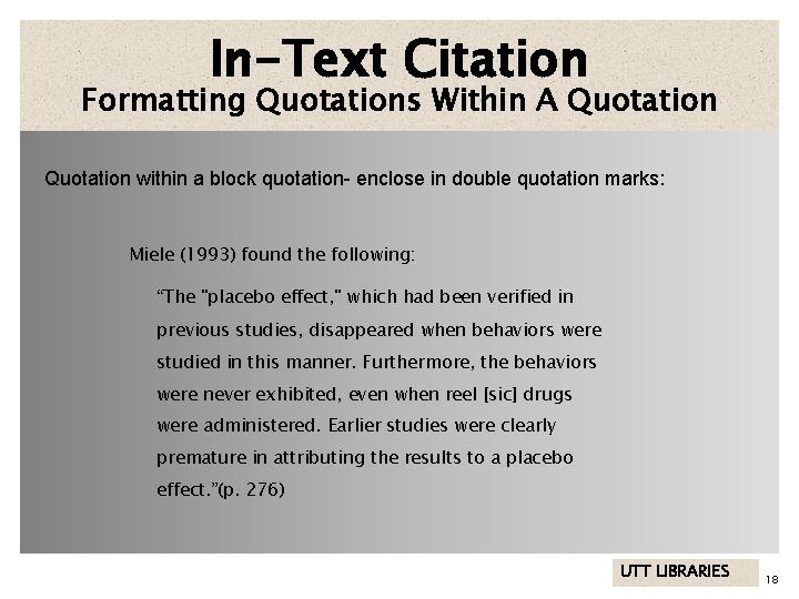 In-Text Citation Formatting Quotations Within A Quotation within a block quotation- enclose in double