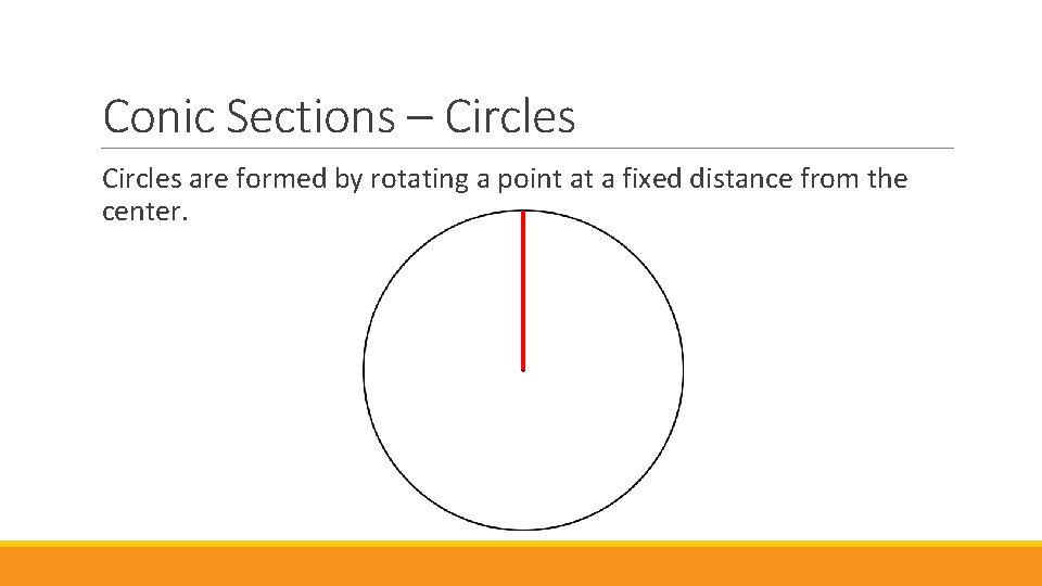 Conic Sections – Circles are formed by rotating a point at a fixed distance