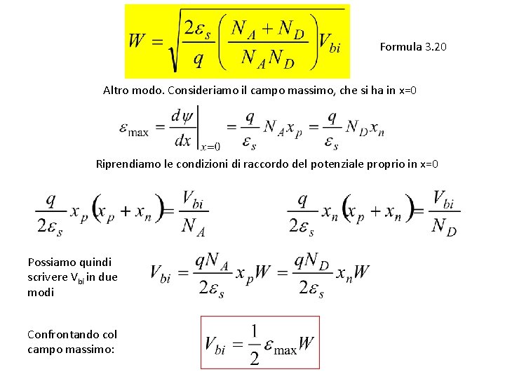 Formula 3. 20 Altro modo. Consideriamo il campo massimo, che si ha in x=0