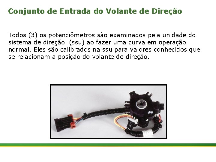 Conjunto de Entrada do Volante de Direção Todos (3) os potenciômetros são examinados pela