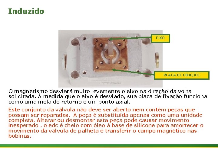 Induzido EIXO PLACA DE FIXAÇÃO O magnetismo desviará muito levemente o eixo na direção